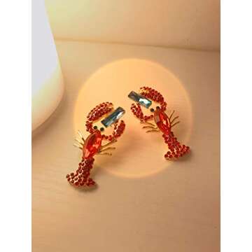 Colorful Crystal Lobster Earrings for Summer Fashion