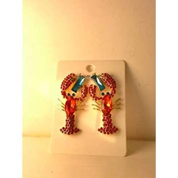 Colorful Crystal Lobster Earrings for Summer Fashion