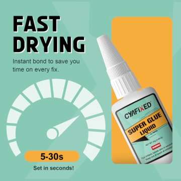 Super CA Glue Quick Dry Cyanoacrylate Adhesive for Wood Plastic Leather Metal Glass Ceramic Repairs