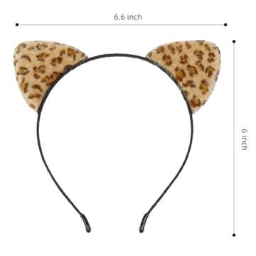 NIEBDVE Cat Ears Headband for Women Furry Leopard Print Cat Ear Hairband Cat Ear Headbands Adult Hal...