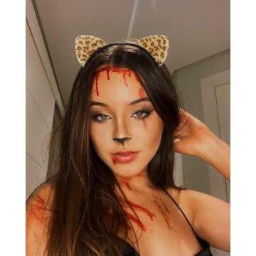 NIEBDVE Cat Ears Headband for Women Furry Leopard Print Cat Ear Hairband Cat Ear Headbands Adult Halloween Party Cosplay Cat Costume Hair Accessories for Girls Kids