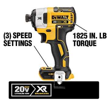 DEWALT DCF887BR 20V MAX XR 1/4in 3-Speed Cordless Impact Driver TOOL ONLY (Renewed)