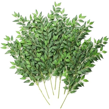 Floroom 12pcs 28'' Artificial Italian Ruscus Greenery Stems, Faux Hanging Greenery Spray & Best Fake...
