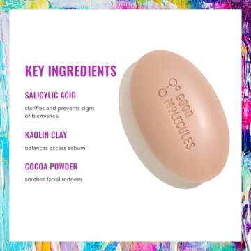 Good Molecules Clarify and Cleanse Bar - Soap-Free Bar with Salicylic Acid BHA, Tea Tree, Kaolin Clay to Hydrate - Skincare for Face and Body