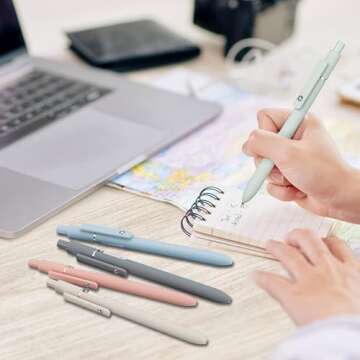 Lanxivi 5PCS Gel Pens Quick Dry Ink Pens Black Refill 0.5mm Fine Point Premium Retractable Ballpoint Pens Set