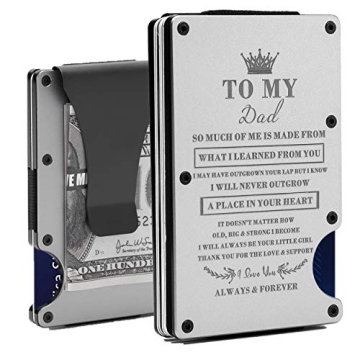 To My Dad Gift | Men Minimalist Personalized Engraved Metal Wallet for Daddy from Daughter | Custom ...