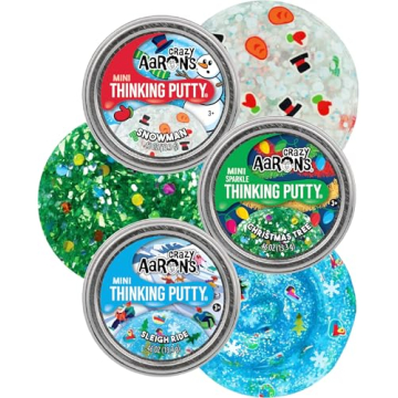 Crazy Aaron's Putty Mini Tins 2024 Holiday (Christmas) Set with Snowman, Christmas Tree and Sleigh R...