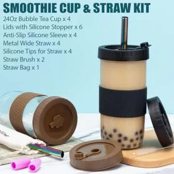 Eco-Friendly Reusable Bubble Tea Mason Jar Cup Set