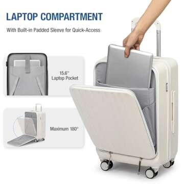 KYME 22-Inch Hardside Small Suitcase, 100% PC Hard Shell with Laptop Compartment, TSA Lock, Double W...