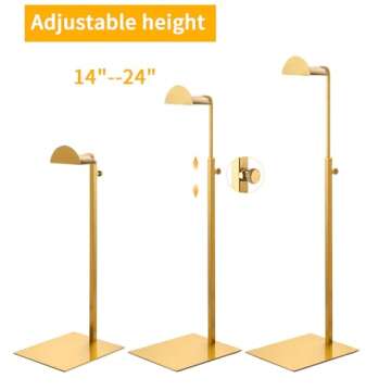 KDYZS+ 3 Pack Purse Stands for Display, Gold Purse Display Stand Heavy-Duty Steel Handbag Display Stand Adjustable Bag Display Stand Holder Purse Rack for Retail, Boutiques, Store Organization