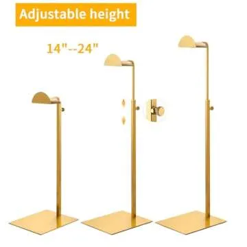 KDYZS+ 3 Pack Purse Stands for Display, Gold Purse Display Stand Heavy-Duty Steel Handbag Display Stand Adjustable Bag Display Stand Holder Purse Rack for Retail, Boutiques, Store Organization