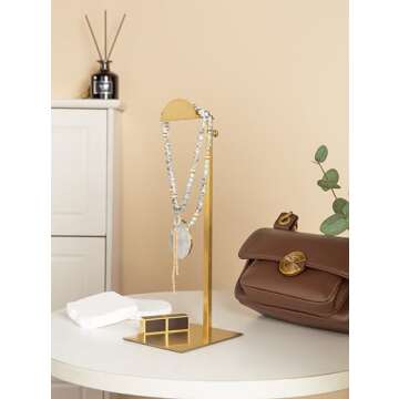 KDYZS+ 3 Pack Purse Stands for Display, Gold Purse Display Stand Heavy-Duty Steel Handbag Display Stand Adjustable Bag Display Stand Holder Purse Rack for Retail, Boutiques, Store Organization