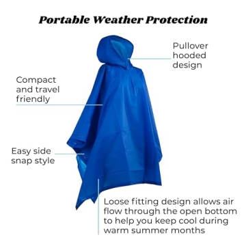 Totes Compact Reusable Rain Poncho for Travel & Outdoor