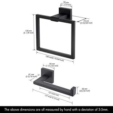 KES Bathroom Hardware Set 2-Piece Toilet Paper Holder and Towel Ring SUS 304 Stainless Steel Wall Mo...