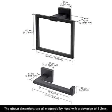 KES Bathroom Hardware Set 2-Piece Toilet Paper Holder and Towel Ring - Modern Matte Black Finish