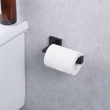 KES Bathroom Hardware Set 2-Piece Toilet Paper Holder and Towel Ring SUS 304 Stainless Steel Wall Mount Matte Black, LA225BKDG-22