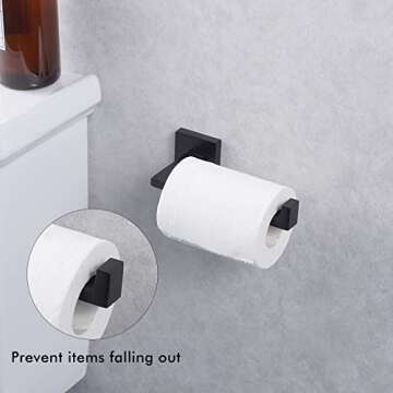 KES Bathroom Hardware Set 2-Piece Toilet Paper Holder and Towel Ring SUS 304 Stainless Steel Wall Mount Matte Black, LA225BKDG-22