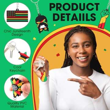 Ferreve 60 Pieces Black History Month Juneteenth Keychain African Afro Party Supplies Black Women Hanging Gift Keychain Accessories for Black and Red Juneteenth Freedom Day Party Decoration