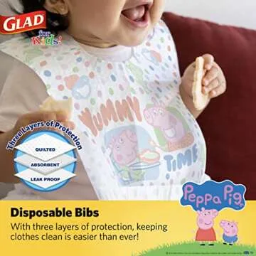 Glad Peppa Pig Paper Bibs, 30 Count with Cute Peppa Pig Design for Kids | Art & Craft Disposable Kid...