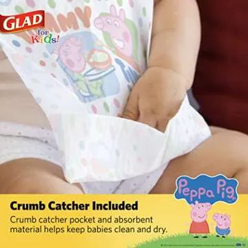 Glad Peppa Pig Bibs, 30 Count, Fun Disposable Kids Bibs