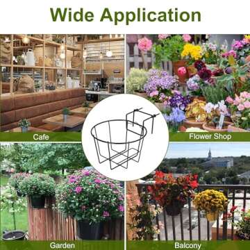 TQVAI 3 Pack Hanging Railing Planter Adjustable Deck Rail Planters, Plant Stand Flower Pot Holder Wire Baskets for Orchid, Patio Ledge, Balcony, Fit for 1.5” to 3.5” Railing, Black