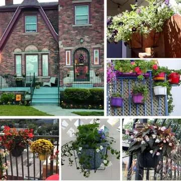 TQVAI 3 Pack Hanging Railing Planter Adjustable Deck Rail Planters, Plant Stand Flower Pot Holder Wire Baskets for Orchid, Patio Ledge, Balcony, Fit for 1.5” to 3.5” Railing, Black