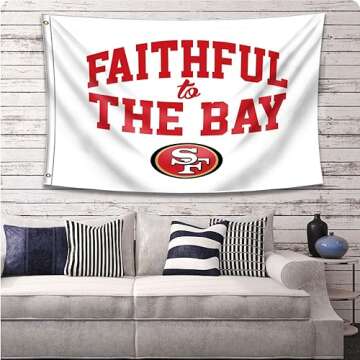 JCLOCK 49ers Faithful To The Bay Flag 3x5ft San Francisco Outdoor Indoor Banner with Grommetsr for G...