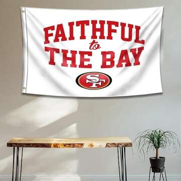 JCLOCK 49ers Faithful To The Bay Flag 3x5ft San Francisco Outdoor Indoor Banner with Grommetsr for Garage Man Cave Wall Decoration Sports Fan Flag