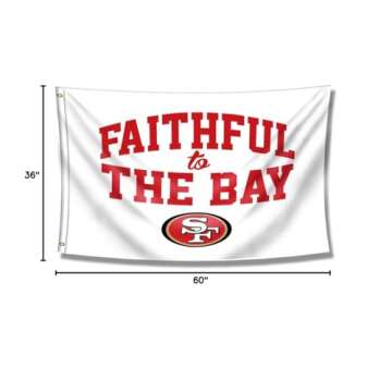 JCLOCK 49ers Faithful To The Bay Flag 3x5ft San Francisco Outdoor Indoor Banner with Grommetsr for Garage Man Cave Wall Decoration Sports Fan Flag