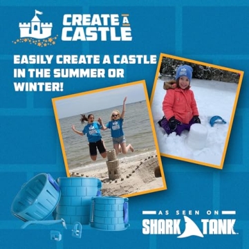 Create A Castle Sandcastle Kit as Seen on Shark Tank, 6 Piece Outdoor Beach Toy Set for Kids and Adults, Towers, Building Tools, Portable Mesh Storage Backpack - Pro Blue