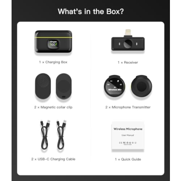 Hingso Wireless Lavalier Microphone for iPhone (Lightning), 50H Battery Life, 165FT Range, Hi-Fi Sound & Noise Cancellation, Plug and Play，Lapel Microphone Wireless