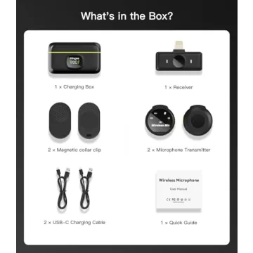 Hingso Wireless Lavalier Microphone for iPhone (Lightning), 50H Battery Life, 165FT Range, Hi-Fi Sound & Noise Cancellation, Plug and Play，Lapel Microphone Wireless