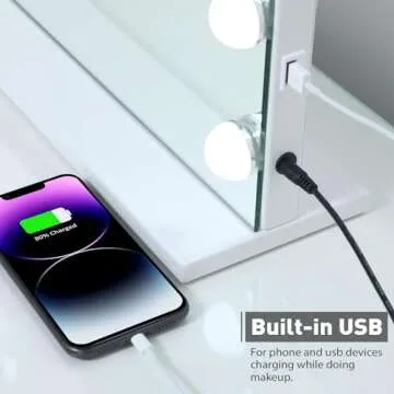 HOMPEN Vanity Mirror Makeup Mirror with Lights,Large Hollywood Lighted Vanity Mirror with 15 Dimmable LED Bulbs,3 Color Modes, Touch Control for Dressing Room & Bedroom, Tabletop or Wall-Mounted