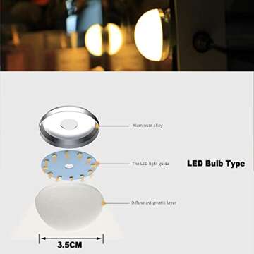 HOMPEN Vanity Mirror Makeup Mirror with Lights,Large Hollywood Lighted Vanity Mirror with 15 Dimmable LED Bulbs,3 Color Modes, Touch Control for Dressing Room & Bedroom, Tabletop or Wall-Mounted