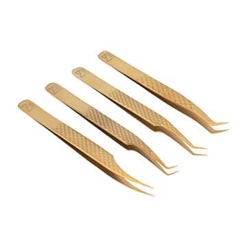 M LASH Eyelash Extension Tweezers (Set of 4) - Professional & Precision Lash Tweezers for Eyelash Ex...