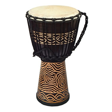 Exquisite Maori-Style Djembe Drum | Standard Linecarv 24" Tall, 12" Head
