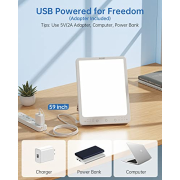 SUXIO Light Therapy Lamp with 10000 Lux and Memory Function
