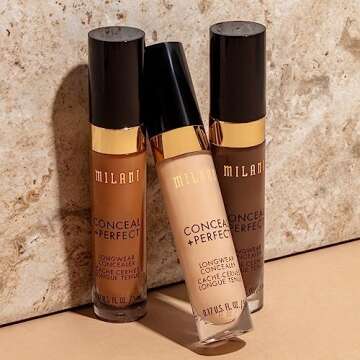 Milani Conceal + Perfect Longwear Concealer - Deep Tan (0.17 Fl. Oz.) Vegan, Cruelty-Free Liquid Concealer - Cover Dark Circles, Blemishes & Skin Imperfections for Long-Lasting Wear