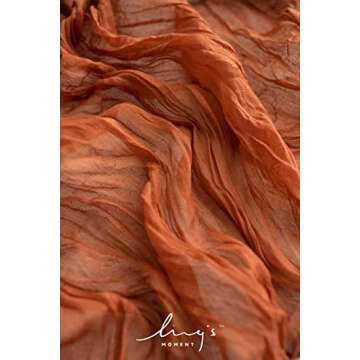 Ling's Moment 14Ft Burnt Ochre Table Runner Cheesecloth Gauze Semi-Sheer Brown Terracotta Tablecloth for Wedding Party Bridal Shower Boho Table Decor Thanksgiving Day