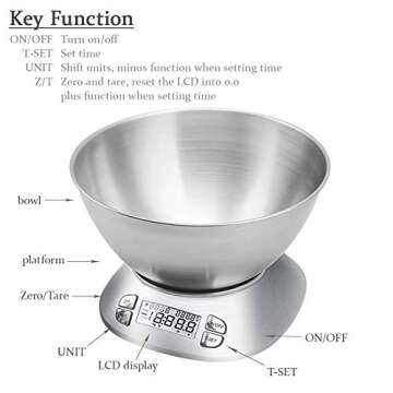 Digital Kitchen Scale with Removable Bowl - Precision Cooking