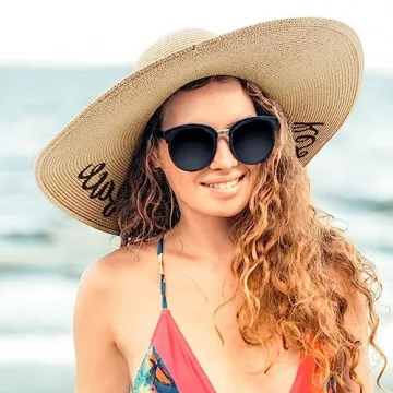 UPF 50+ Floppy Straw Sun Hats for Women - DRESHOW