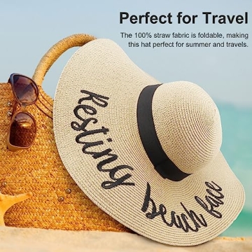 UPF 50+ Floppy Straw Sun Hats for Women - DRESHOW