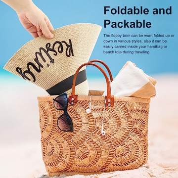 UPF 50+ Floppy Straw Sun Hats for Women - DRESHOW