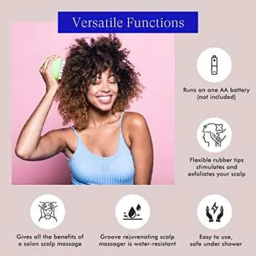 Vanity Planet Groove Scalp Massager (Pucker-up Pink) Rejuvenating Handheld Shampoo Brush, 2-Speed Vibrating, Water Resistant