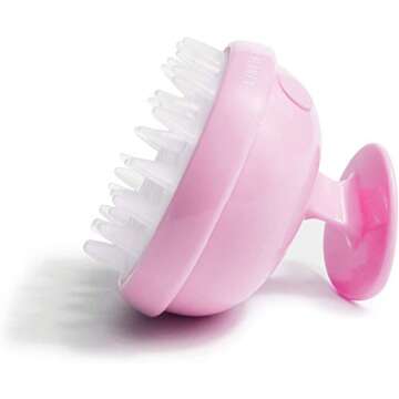 Vanity Planet Groove Scalp Massager (Pucker-up Pink) Rejuvenating Handheld Shampoo Brush, 2-Speed Vibrating, Water Resistant