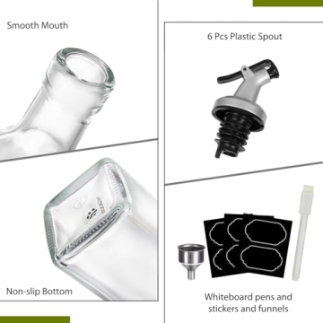 YEBODA Oil and Vinegar Dispenser Set - 6 Pack for Kitchen