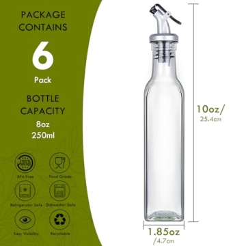 YEBODA Oil and Vinegar Dispenser Set - 6 Pack for Kitchen