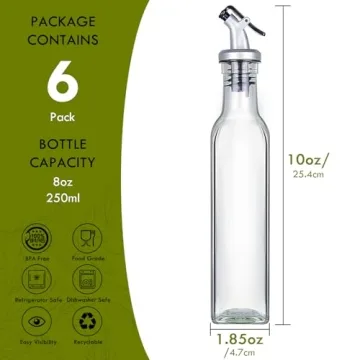 YEBODA Oil and Vinegar Dispenser Set - 6 Pack for Kitchen