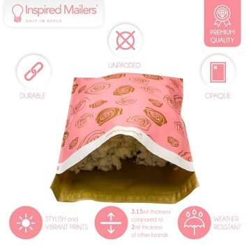 Inspired Mailers - Large Poly Mailers 14.5 x 19-50 Pack - Gold Roses Deluxe - Mailing Bags - Large M...
