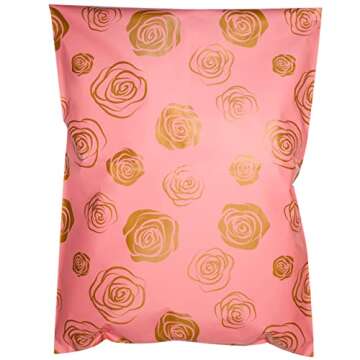Inspired Mailers Gold Roses Poly Mailers 14.5x19 - 50 Pack